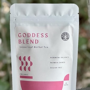 Goddess Tea Blend - Hormone Balance, PCOS, PMS, Organic Herbal Tea, Wellness Tea Blend, Caffeine-Free, Sugar-Free, Loose Leaf, 100% Herbs