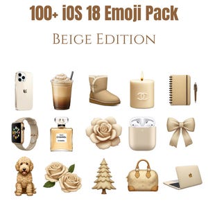 iOS 18 Beige Aesthetic Emoji Sticker Pack | Beige Emoji Luxury Pack | iMessage iPhone Instagram Emoji Pack | Clean Aesthetic Emoji Pack