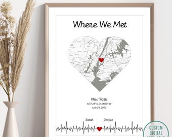 Custom Where We Met Map Art – Personalized Anniversary Gift (Digital Download)