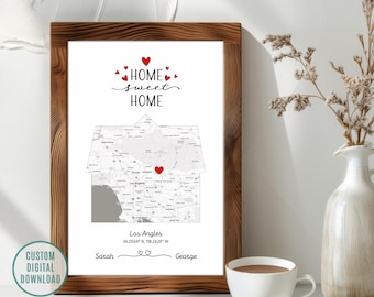 Personalized Home Map Print, Custom Anniversary Gift (Digital Download)