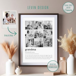 Modèle personnalisé de définition de grand-mère, impression de définition de grand-mère, cadeau de fête des mères, cadeau pour grand-mère, affiche de la fête des mères avec collage photo