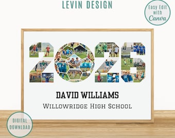 Personalized 2026 Soccer Photo Collage Template, Graduation Soccer Photo Gift, Senior Gift, Gift for Player, Gift for Coach, Canva