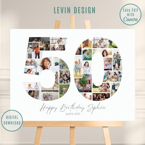 50th Birthday Editable Number Collage, Photo Collage Poster, 50th Picture Collage, 50th Birthday Gift, 50th Birthday Gifts, Fathers Day Gift
