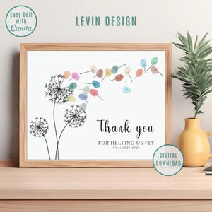 Teacher Appreciation Gift Template, Editable Teacher Gift, End of School Keepsake, Students Thumbprint, Gift for Teacher, Thank You Gift