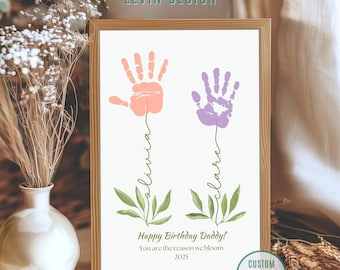 Personalisierte Handabdruck Kunst, Geschenk zum Vatertag, individuelles Geschenk für Papa (Digitaler Download)