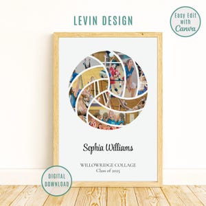 Personalized Volleyball Photo Collage Template, Graduation Volleyball Photo Gift, Senior Gift, Gift for Player, Gift for Coach, Teenage Girl