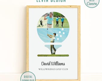 Personalized Golf Photo Collage Template: Senior Gift, Canva (Digital Download)
