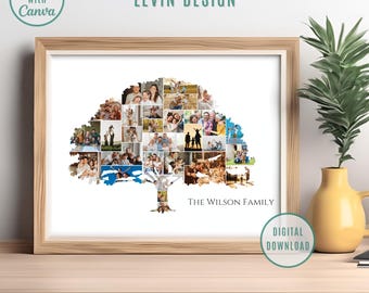 Custom Family Tree Photo Collage Template (Canva Editable, Digital Download)