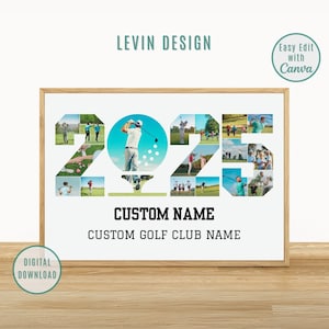 Personalized 2025 Golf Photo Collage Template, Senior Night Poster, Unique Golf Gifts, Gifts for Golf Lovers, Golf Club Gift, Canva Template