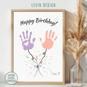 Carte d'anniversaire ballons empreinte de la main, empreinte de main ballons pour la fête des pères, cadeau personnalisé pour maman, cadeau personnalisé pour papa, anniversaire de maman bricolage