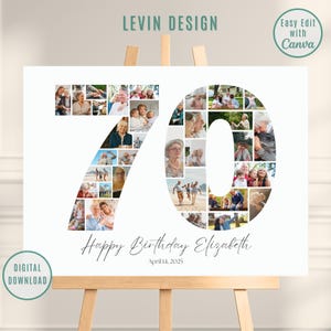 70. Geburtstag bearbeitbare Zahlencollage, Foto-Collage-Poster, 70er Bild-Collage, Geschenk zum 70. Geburtstag, Geschenk zum 70. Geburtstag, Vatertagsgeschenk