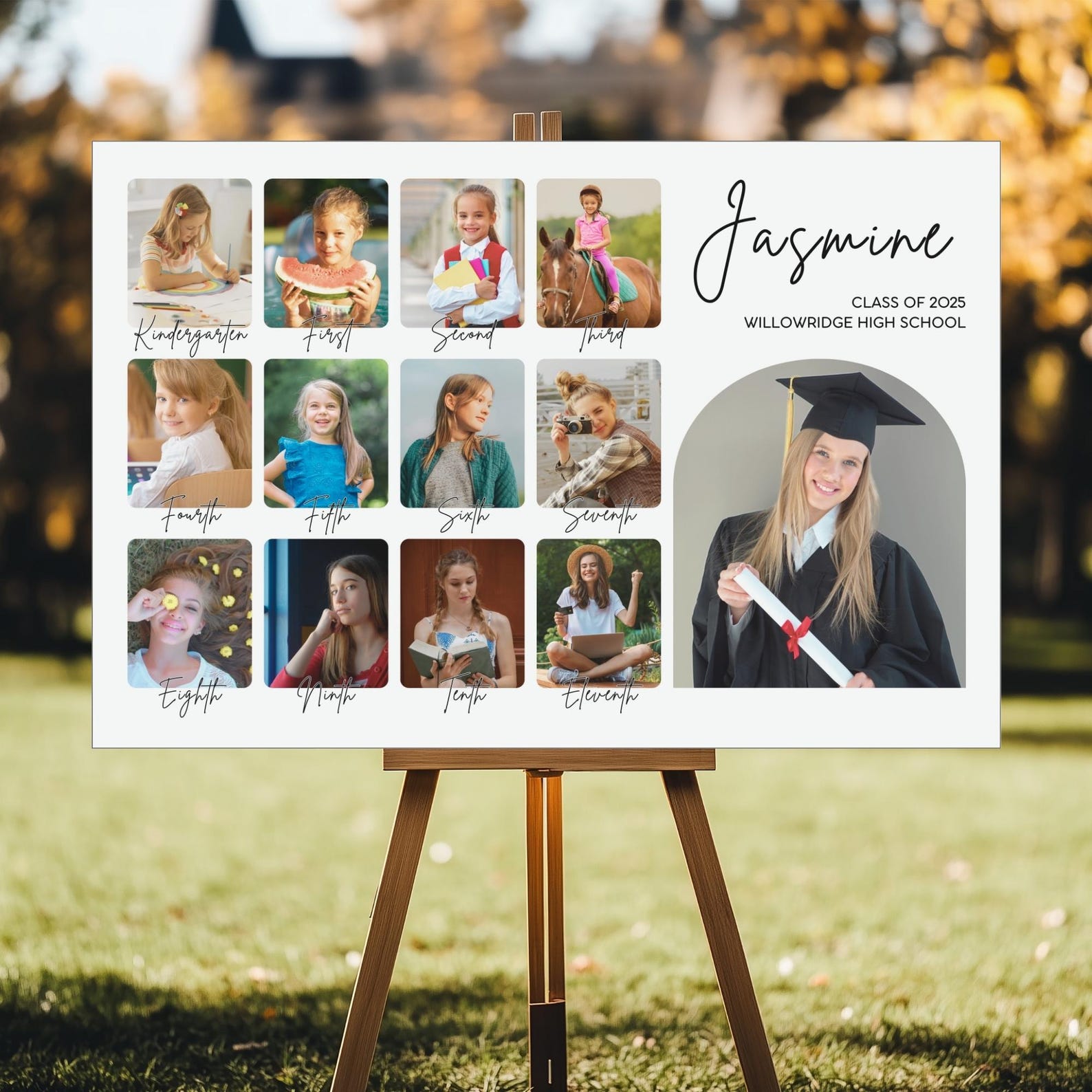 Graduation Collage Examples K-12 Graduation Photo Collage Template, Printable High School Graduate ...