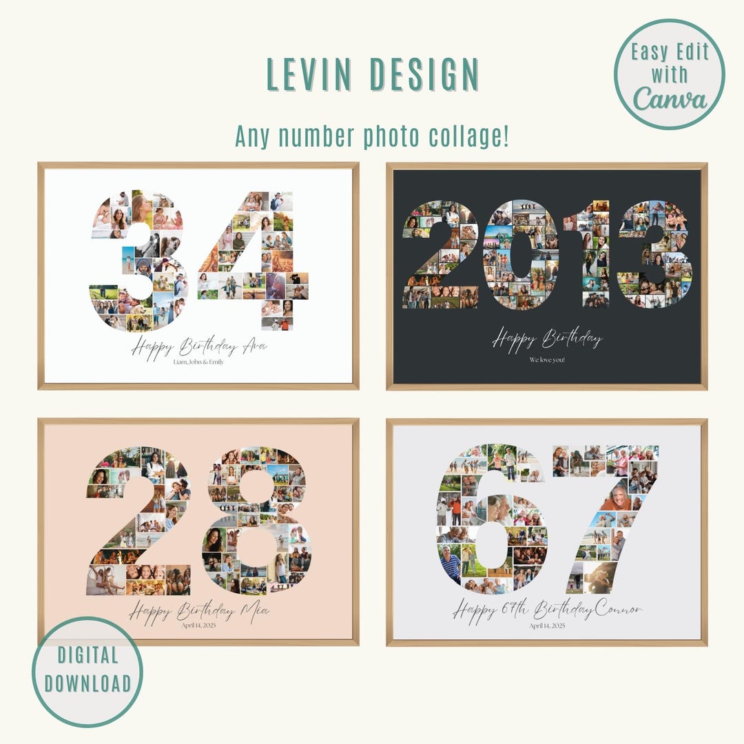 Custom Number Photo Collage: Personalized Birthday Gift, Memorial ...