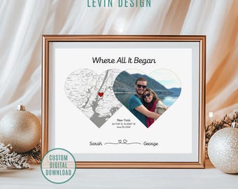 Personalized Couple's Map Photo Print – Custom Anniversary Gift (Digital Download)