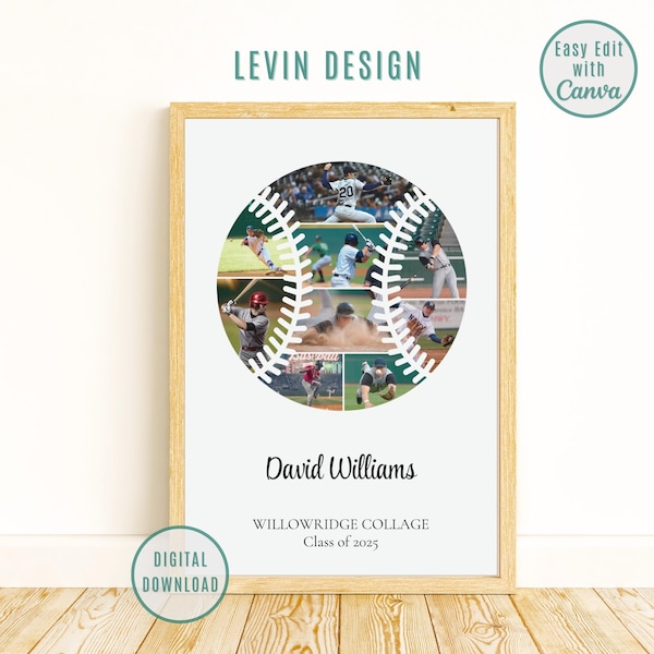 Personalized Baseball Photo Collage Template, Graduation Senior Night Gift, Sports Photo Collage, Sport Photo Gift, Softball Photo Collage