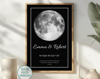 Personalized Moon Phase Print, Custom Starry Night Gift (Digital Download)