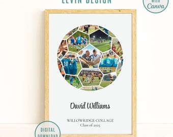 Personalized Soccer Ball Photo Collage Template, Graduation Gift, Senior Night Gift, Player Gift, Gift for Coach, Gift for Dad, Canva