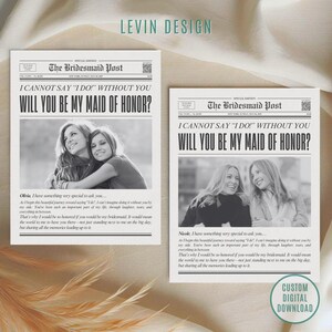 Newspaper Bridesmaid Proposal, Bridesmaid Proposal Post, Maid of Honor Proposal Card, Bridesmaid Info Card, Will You Be My Bridesmaid Card