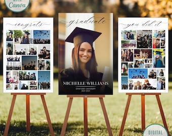 Graduation Photo Collage Template: Senior Party Welcome Sign (Digital Download)