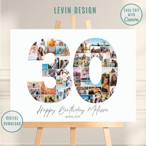30th Birthday Editable Number Collage, Photo Collage Poster, 30th Picture Collage, 30th Birthday Gift, 30th Birthday Gifts, Fathers Day Gift