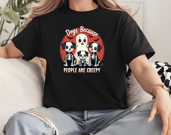 Psy, ponieważ ludzie są przerażający, koszulka z psem szkieletowym, bluza i bluza z kapturem, zabawna grafika z psem na Halloween, upiorny i słodki ubiór dla miłośników psów