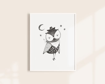 Owl Cowboy Art Print - 8x10, 11x14