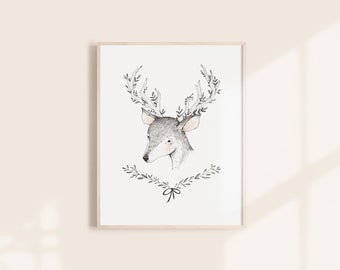 Deer Art Print - 8X10, 11x14