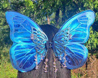 Blue Morpho Fairy Butterfly Wing Hair Claw B-Stock