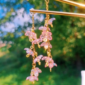 ぶら下がる花のヘアピン 桜の花 金属 漢服ピン