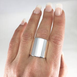 Sterling Silver Wide Cigar Band Statement Tube Ring