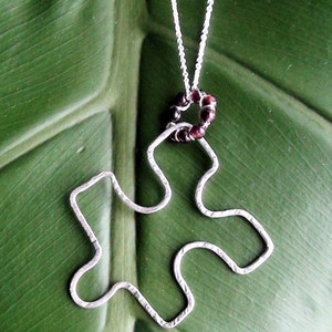 Puzzle Piece Pendant Necklace Sterling Silver Choice of Stone