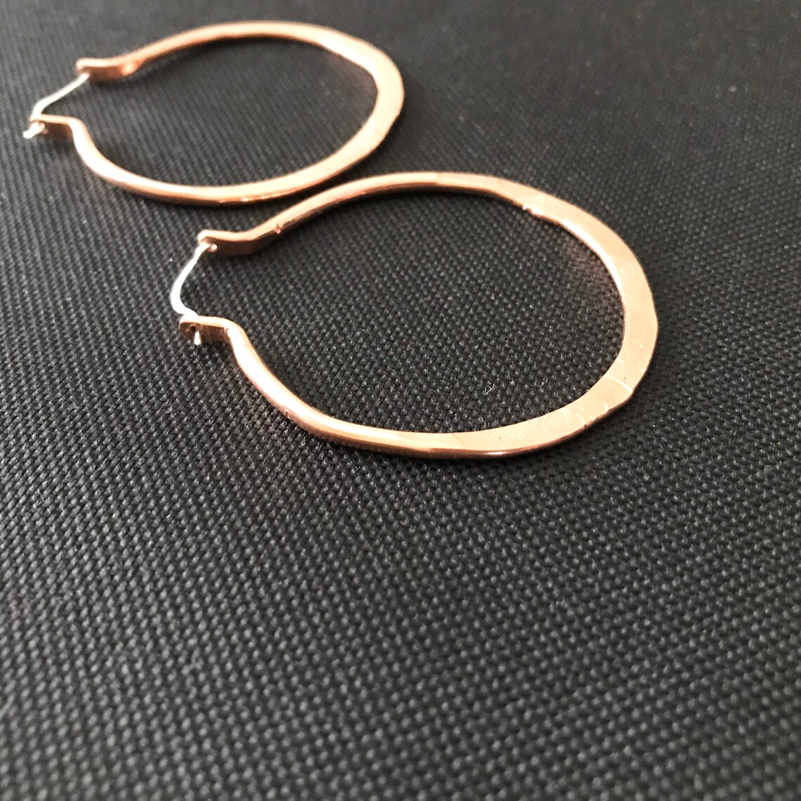 Hammered Copper Hoop Earrings Bohemian Earrings Copper Etsy