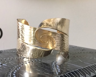 Brass Bracelet, Gold Cuff, Wide Cuff, Abstract Cuff Bracelet, Goddess Cuff