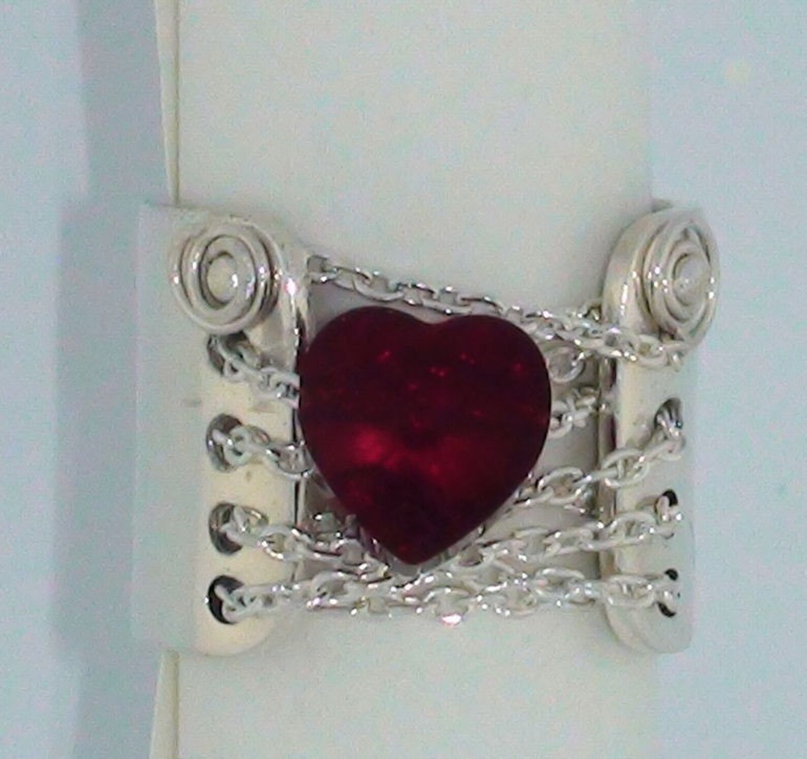 Sterling Silver Chained to Your Heart Corset Ring Red - Etsy