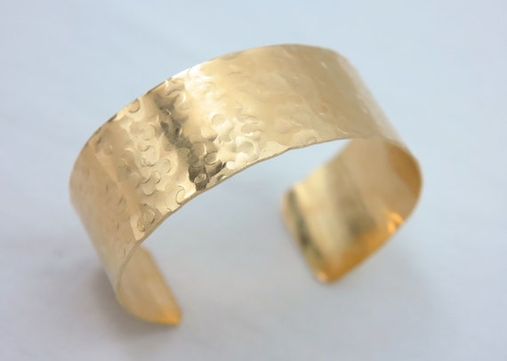 Hammered Cuff Bracelet Gold Filled / 6