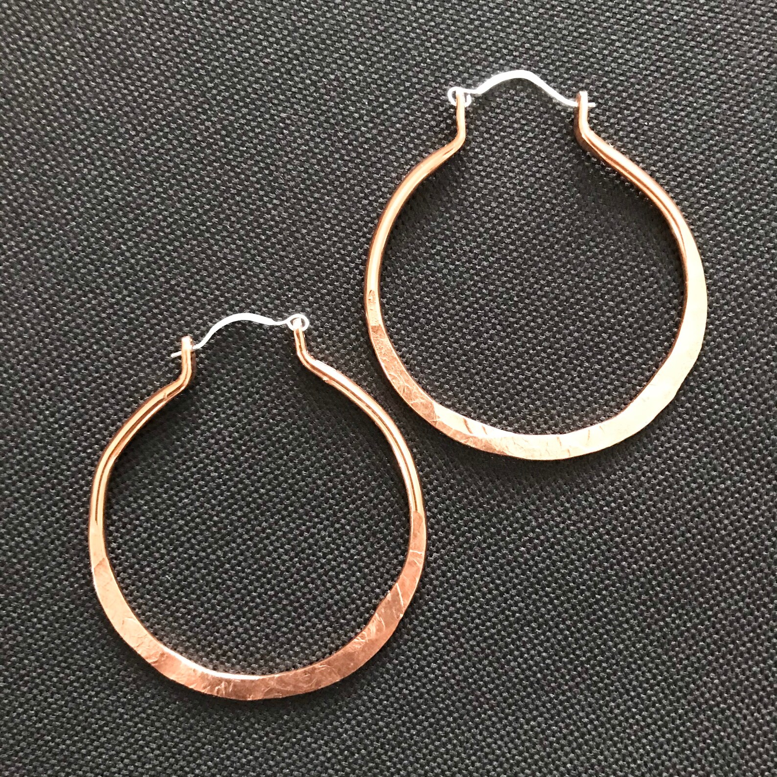 Hammered Copper Hoop Earrings Bohemian Earrings Copper Etsy