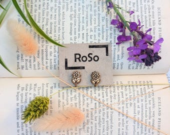 Handgemachte Holz Ohrstecker - Blumen