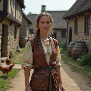 Genuine Leather Peasant Vest | Brown Medieval Utility Bodice | Sleeveless LARP Top | Renaissance Tavern Outfit | Women&#39;s Fantasy Costume