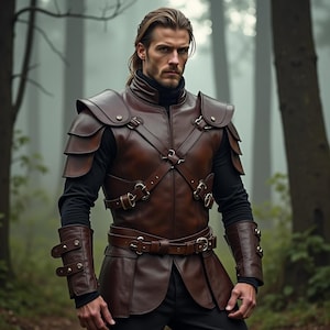 Brown Genuine Leather Armor | Medieval Warrior Costume For Him | Viking LARP Chest plate | Fantasy Cosplay Outfit | Tactical Shoulder Armor