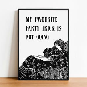 Funny Victorian Print: Introvert Quote, Art Deco Style immagine 1