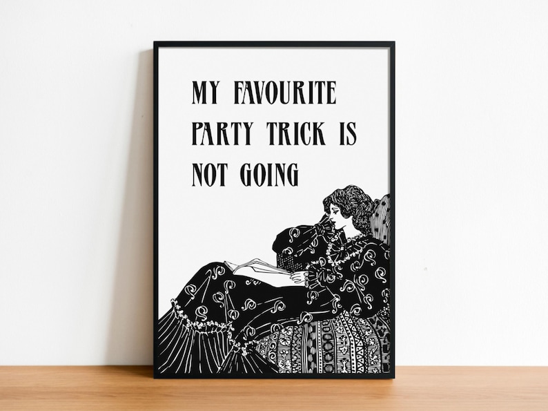 Funny Victorian Print: Introvert Quote, Art Deco Style immagine 1