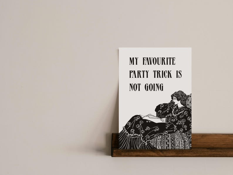 Funny Victorian Print: Introvert Quote, Art Deco Style immagine 8