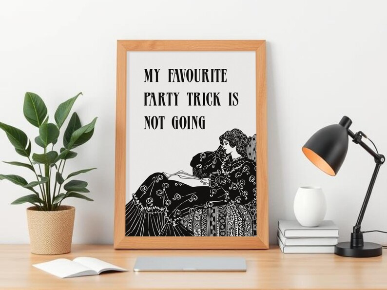 Funny Victorian Print: Introvert Quote, Art Deco Style immagine 7