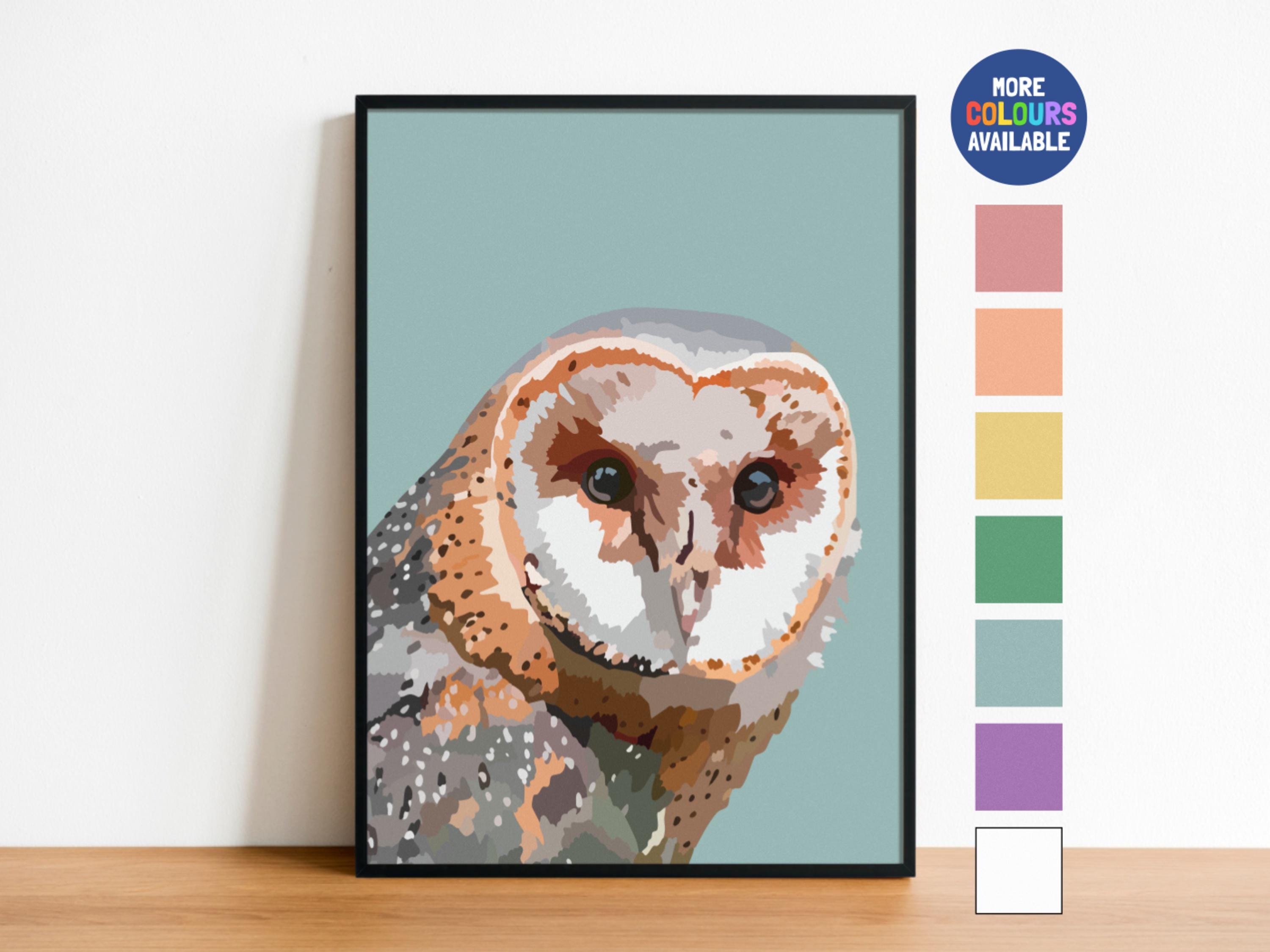 Barn Owl Art Print: Enchanting Woodland Animal Poster, Colourful Kids Decor
