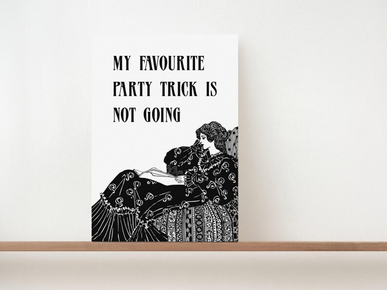 Funny Victorian Print: Introvert Quote, Art Deco Style immagine 6