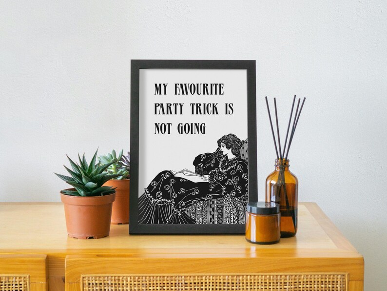 Funny Victorian Print: Introvert Quote, Art Deco Style immagine 3