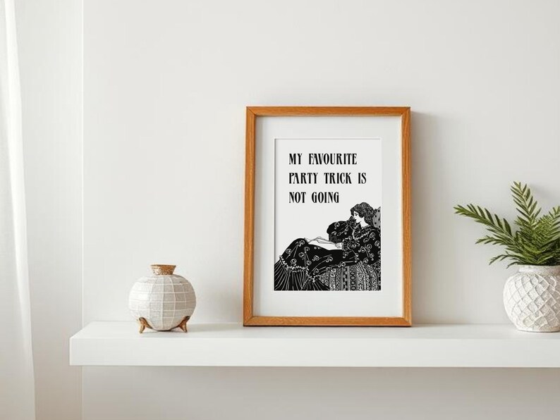 Funny Victorian Print: Introvert Quote, Art Deco Style immagine 2