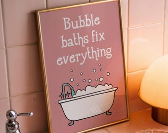 Funny Bubble Bath Print: Quirky Bathroom Typography Wall Art