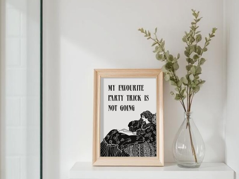 Funny Victorian Print: Introvert Quote, Art Deco Style immagine 9