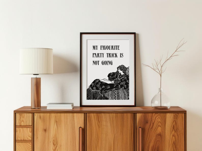 Funny Victorian Print: Introvert Quote, Art Deco Style immagine 4